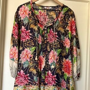 JOHNNY WAS Beautiful Silk Tunic Top